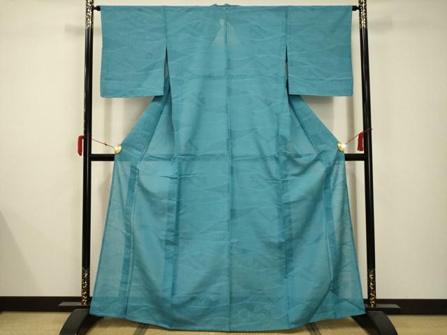 平和屋着物＊夏物 色無地 絽 流水花文紗 新橋色 正絹 逸品 AABB8763sx