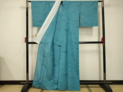 平和屋着物＊夏物 色無地 絽 流水花文紗 新橋色 正絹 逸品 AABB8763sx