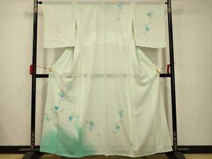 平和屋着物＊夏物 訪問着 絽 草花文 暈し染め 正絹 逸品 AABB8765sx