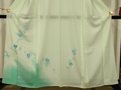 平和屋着物＊夏物 訪問着 絽 草花文 暈し染め 正絹 逸品 AABB8765sx