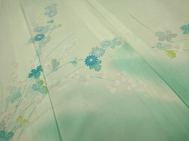 平和屋着物＊夏物 訪問着 絽 草花文 暈し染め 正絹 逸品 AABB8765sx