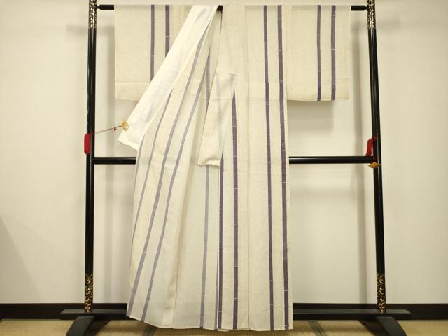 平和屋着物＊夏物 小紋 絽 間道 正絹 逸品 AABB8766sx