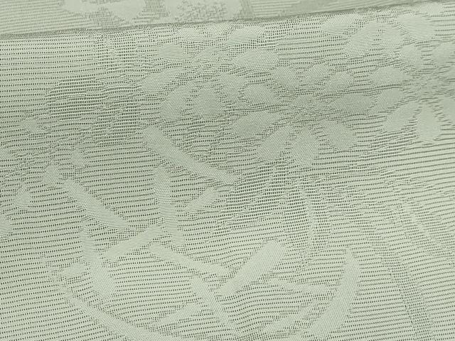 平和屋着物＊夏物 色無地 絽 花籠紋紗 白緑色 正絹 逸品 AABB8773sx