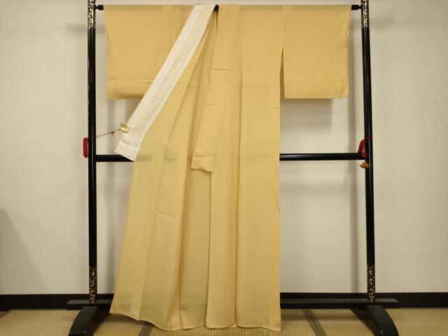 平和屋着物＊夏物 色無地 絽 卵色 正絹 逸品 AABB8775sx