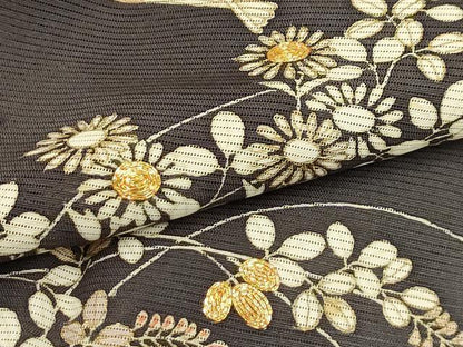平和屋着物＊夏物 銀座きしや 訪問着 絽 駒刺繍 立波扇面花文 金糸 金彩 正絹 逸品 AABB8777sx