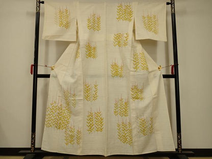 平和屋着物＊夏物 訪問着 絽 紬地 草花文 正絹 逸品 AABB8778sx