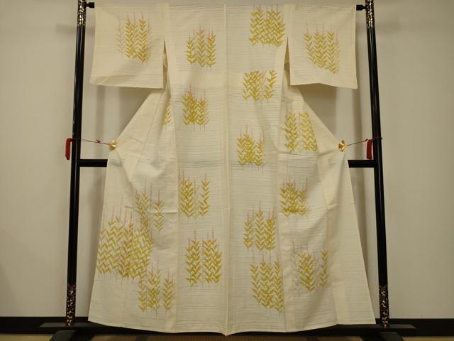 平和屋着物＊夏物 訪問着 絽 紬地 草花文 正絹 逸品 AABB8778sx