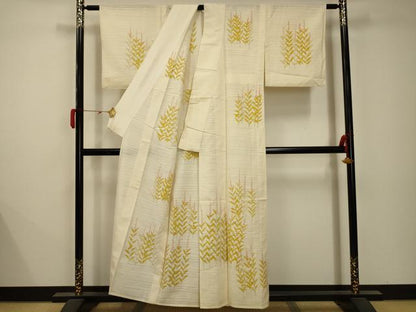 平和屋着物＊夏物 訪問着 絽 紬地 草花文 正絹 逸品 AABB8778sx
