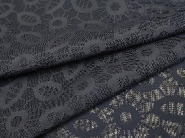 平和屋着物＊夏物 色無地 紗 舞花文 濃藍色 正絹 逸品 AABB8779sx