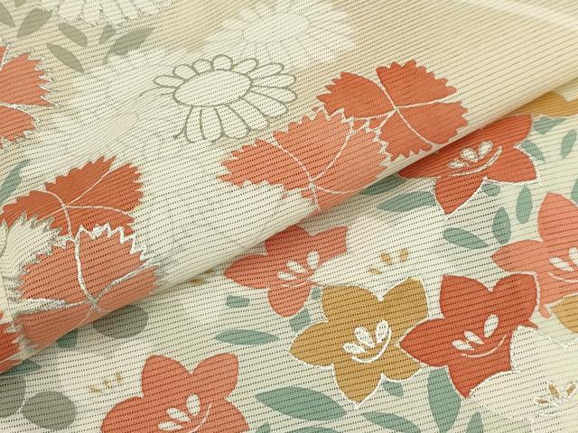 平和屋着物＊夏物 訪問着 絽 流水花文 銀彩 正絹 逸品 AABB8780sx