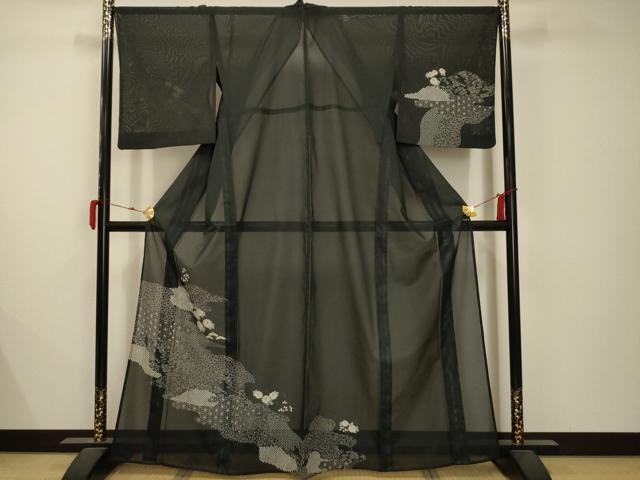 平和屋着物＊夏物 訪問着 絽 松竹梅流水花文 洗える着物 AABB8783sx