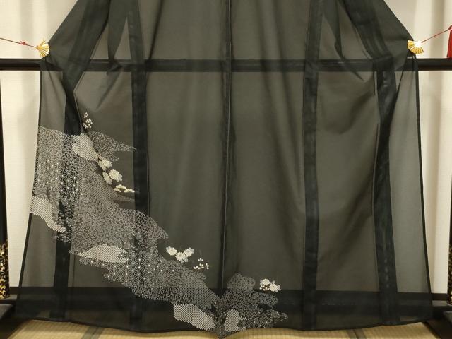 平和屋着物＊夏物 訪問着 絽 松竹梅流水花文 洗える着物 AABB8783sx