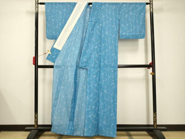 平和屋着物＊夏物 小紋 絽 草花文 洗える着物 AABB8785sx