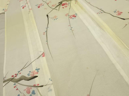 平和屋着物＊夏物 小紋 絽 枝花文 暈し染め 洗える着物 AABB8786sx