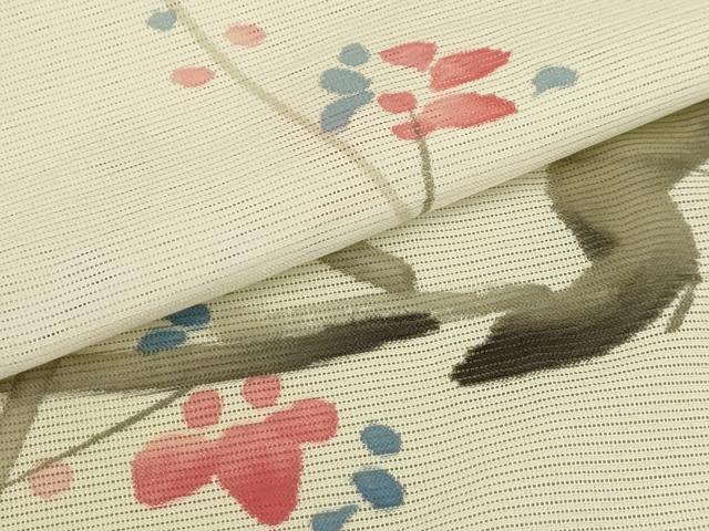 平和屋着物＊夏物 小紋 絽 枝花文 暈し染め 洗える着物 AABB8786sx