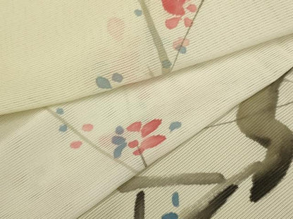 平和屋着物＊夏物 小紋 絽 枝花文 暈し染め 洗える着物 AABB8786sx