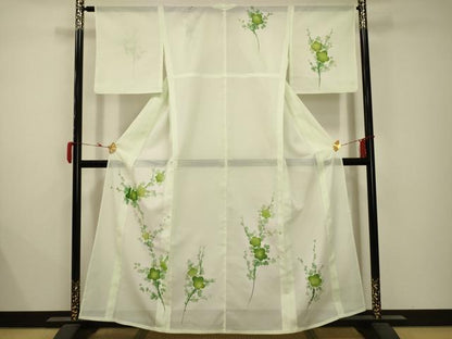平和屋着物＊夏物 訪問着 絽 枝梅文 洗える着物 AABB8787sx