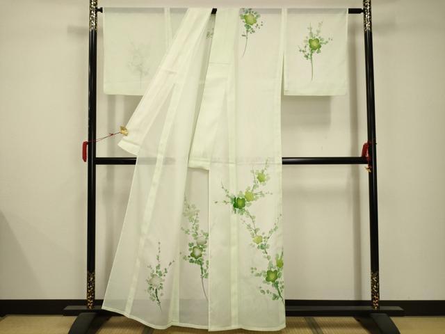 平和屋着物＊夏物 訪問着 絽 枝梅文 洗える着物 AABB8787sx