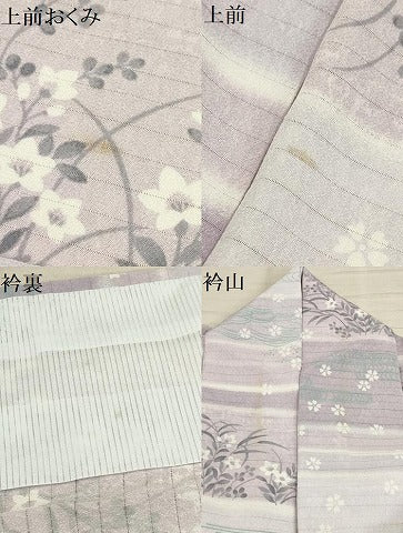 平和屋着物＊夏物　小紋　絽　色紙花文　洗える着物　AABB8789sx