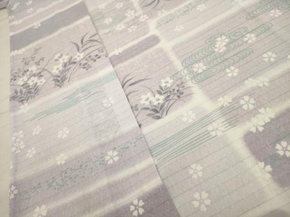 平和屋着物＊夏物　小紋　絽　色紙花文　洗える着物　AABB8789sx