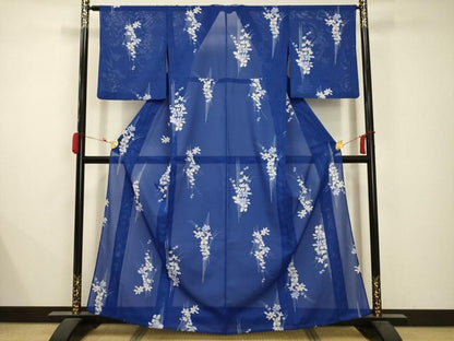 平和屋着物＊夏物 小紋 絽 草花文 洗える着物 AABB8790sx