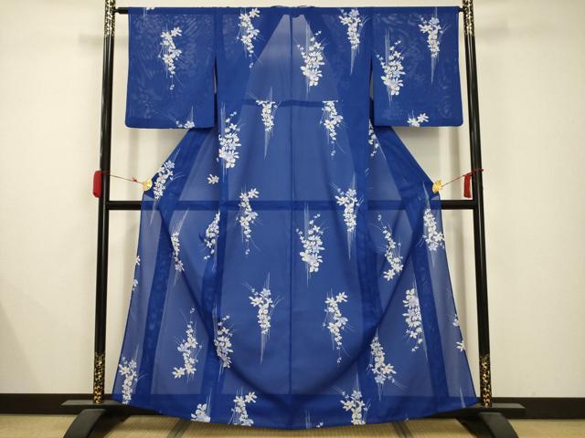 平和屋着物＊夏物 小紋 絽 草花文 洗える着物 AABB8790sx