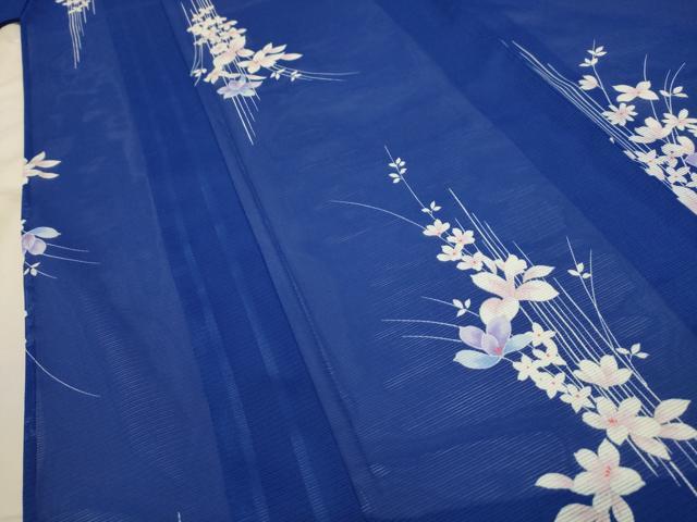 平和屋着物＊夏物 小紋 絽 草花文 洗える着物 AABB8790sx
