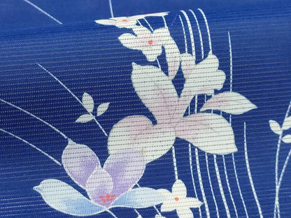 平和屋着物＊夏物 小紋 絽 草花文 洗える着物 AABB8790sx
