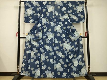 平和屋着物＊夏物 小紋 絽 吹き寄せ文 洗える着物 AABB8791sx