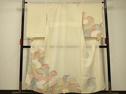 平和屋着物＊夏物 訪問着 絽 立波文 正絹 逸品 AABB8795sx