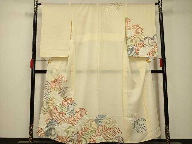 平和屋着物＊夏物 訪問着 絽 立波文 正絹 逸品 AABB8795sx