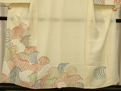 平和屋着物＊夏物 訪問着 絽 立波文 正絹 逸品 AABB8795sx