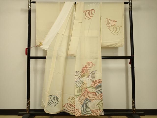 平和屋着物＊夏物 訪問着 絽 立波文 正絹 逸品 AABB8795sx