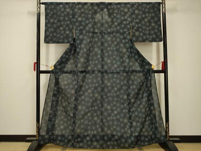 平和屋着物＊夏物 小紋 絽 丸文 洗える着物 AABB8808sx