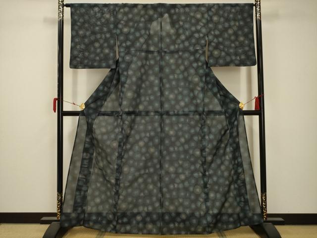 平和屋着物＊夏物 小紋 絽 丸文 洗える着物 AABB8808sx