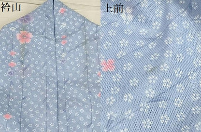 平和屋着物＊夏物 小紋 絽 枝垂れ花文 洗える着物 AABB8810sx
