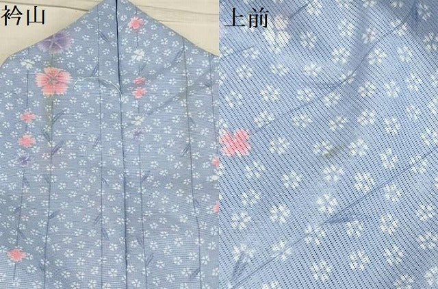 平和屋着物＊夏物 小紋 絽 枝垂れ花文 洗える着物 AABB8810sx
