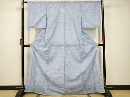 平和屋着物＊夏物 小紋 絽 枝垂れ花文 洗える着物 AABB8810sx