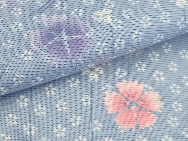 平和屋着物＊夏物 小紋 絽 枝垂れ花文 洗える着物 AABB8810sx