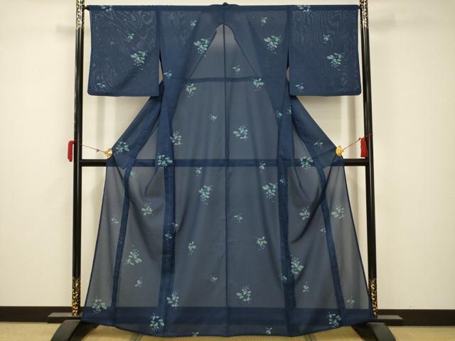 平和屋着物＊夏物 小紋 絽 草花文 金彩 洗える着物 AABB8811sx