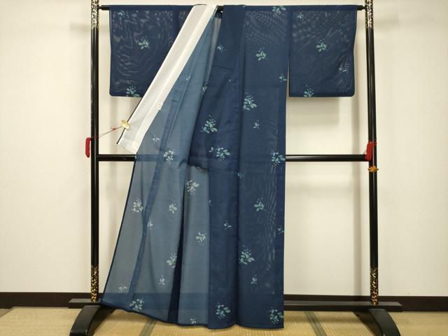平和屋着物＊夏物 小紋 絽 草花文 金彩 洗える着物 AABB8811sx