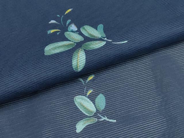 平和屋着物＊夏物 小紋 絽 草花文 金彩 洗える着物 AABB8811sx