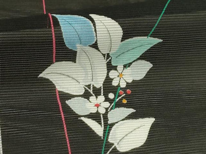 平和屋着物＊夏物 小紋 絽 草花文 洗える着物 AABB8812sx