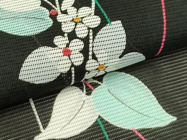 平和屋着物＊夏物 小紋 絽 草花文 洗える着物 AABB8812sx