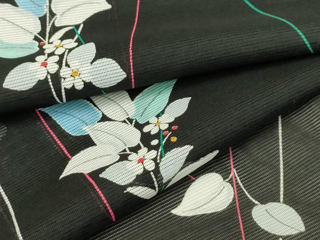 平和屋着物＊夏物 小紋 絽 草花文 洗える着物 AABB8812sx