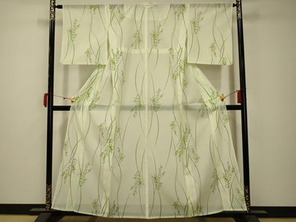 平和屋着物＊夏物 小紋 絽 草花文 洗える着物 AABB8813sx