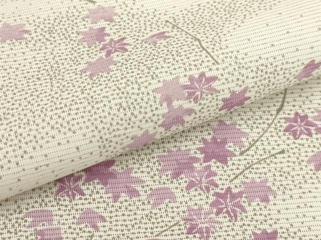 平和屋着物＊夏物　小紋　絽　流水枝葉文　洗える着物　AABB8815sx