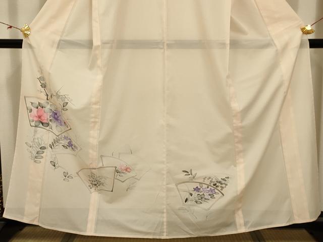 平和屋着物＊夏物 訪問着 絽 手描き 地紙重ね花文 暈し染め 洗える着物 AABB8816sx