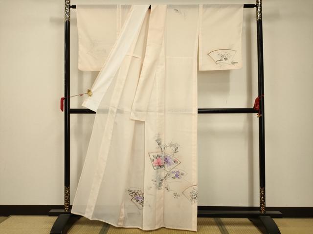 平和屋着物＊夏物 訪問着 絽 手描き 地紙重ね花文 暈し染め 洗える着物 AABB8816sx