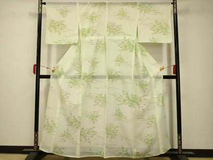 平和屋着物＊夏物 小紋 絽 流水花文 洗える着物 AABB8817sx